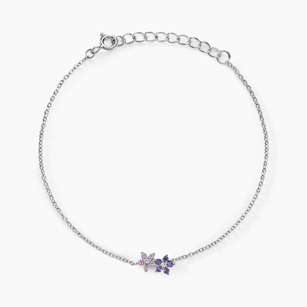 Bracelet Purple Bloom Argent Blanc Oxyde De Zirconium