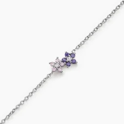 Bracelet Purple Bloom Argent Blanc Oxyde De Zirconium