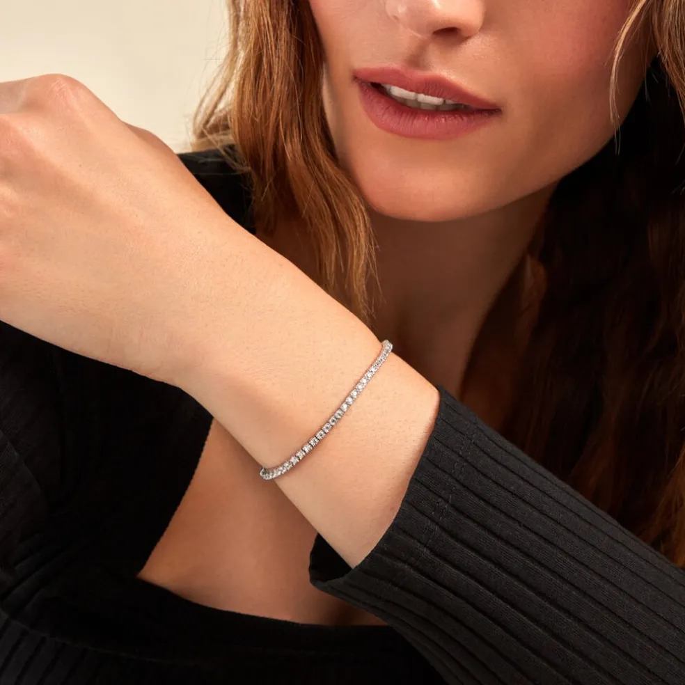 Bracelet Rio Tennis Argent Blanc Oxyde De Zirconium