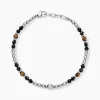 Bracelet Risor Acier Blanc Oeil De Tigre Agate