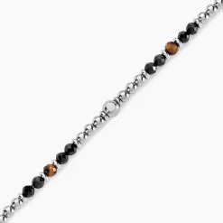 Bracelet Risor Acier Blanc Oeil De Tigre Agate