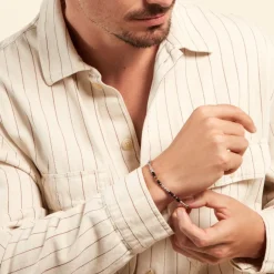 Bracelet Risor Acier Blanc Oeil De Tigre Agate