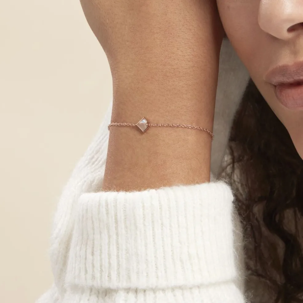 Bracelet Rossana Argent Rose Pierre De Synthese