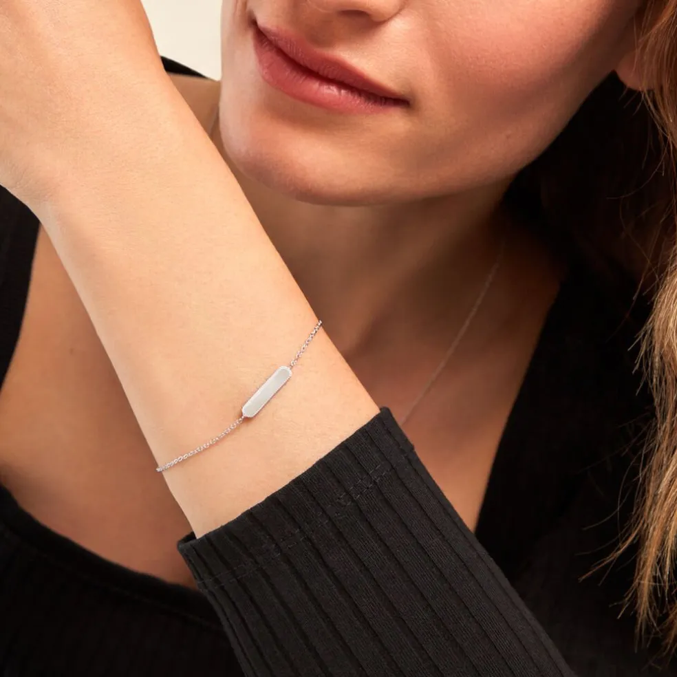 Bracelet Saddie Argent Blanc