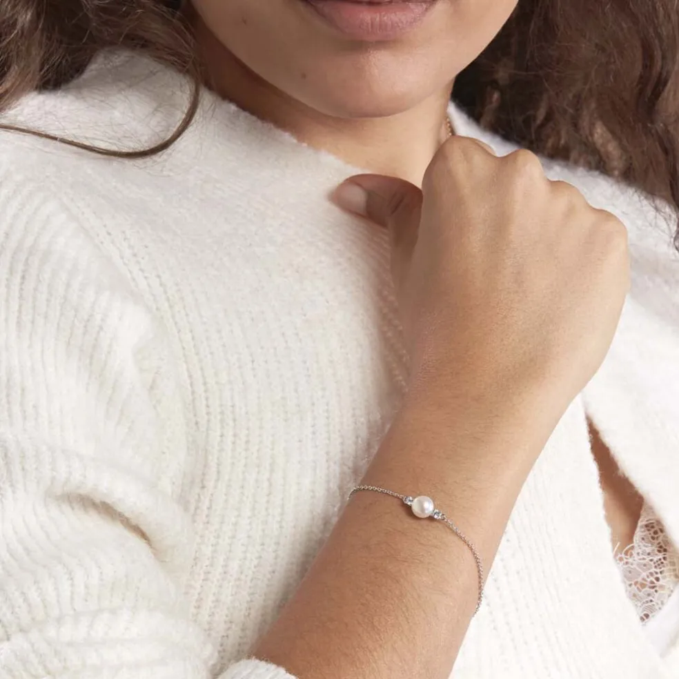Bracelet Sari Argent Blanc Perle De Culture Et Oxyde De Zirconium