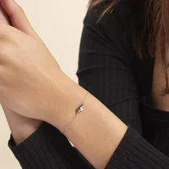 Bracelet Sculptural Or Blanc Diamant