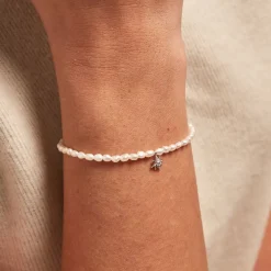 Bracelet Shelah Argent Blanc Perle De Culture Oxyde De Zirconium