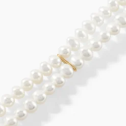 Bracelet Silene 2 Rangs Or Jaune Perle De Culture