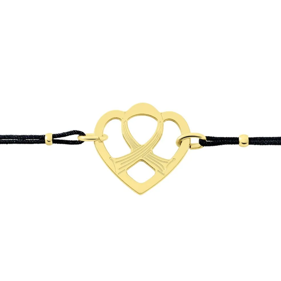 Bracelet Solidaire Lutte Contre Le Cancer Laiton Doré
