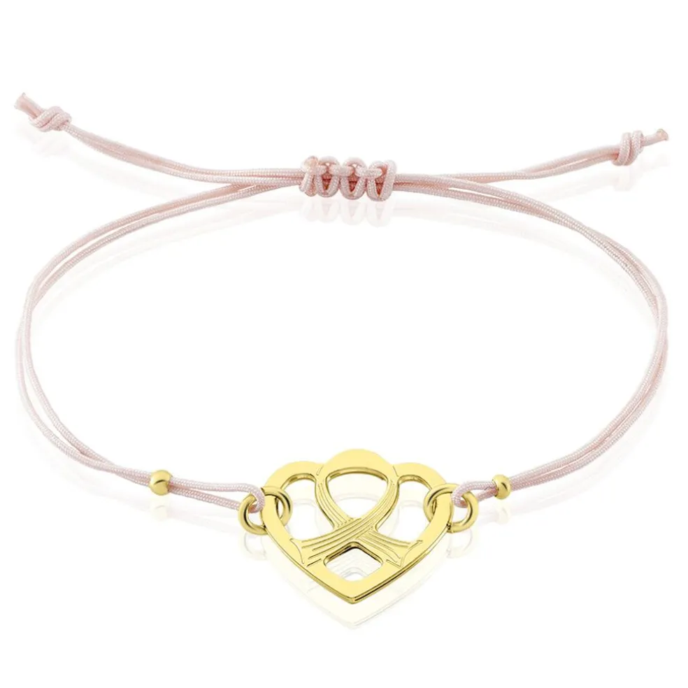 Bracelet Solidaire Lutte Contre Le Cancer Laiton Doré