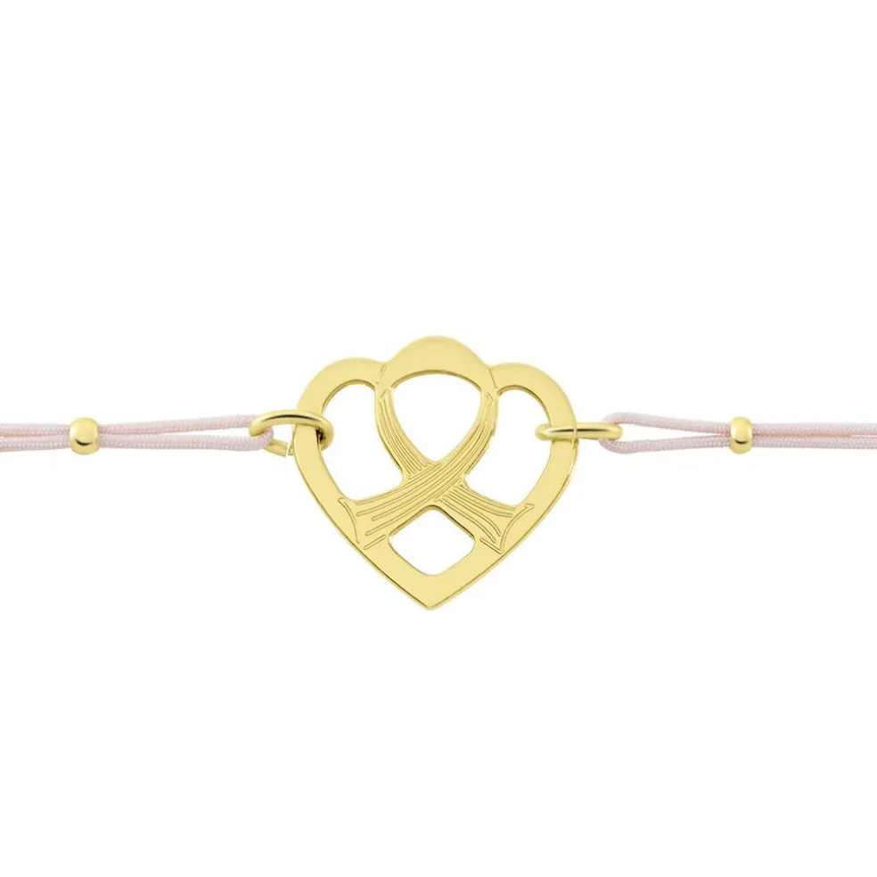 Bracelet Solidaire Lutte Contre Le Cancer Laiton Doré