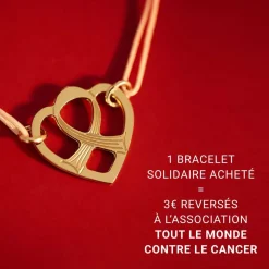 Bracelet Solidaire Lutte Contre Le Cancer Laiton Doré