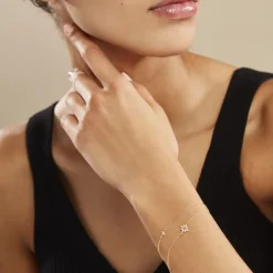 Bracelet Terrie Or Jaune Calcedoine Et Oxyde De Zirconium