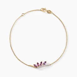 Bracelet Tiara Or Jaune Améthyste Oxyde De Zirconium