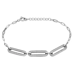 Bracelet Trait D'union Argent Blanc Oxyde De Zirconium