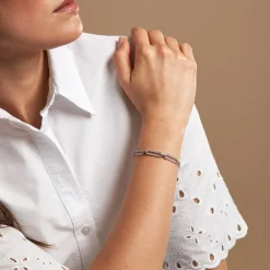 Bracelet Trait D'union Argent Blanc Oxyde De Zirconium