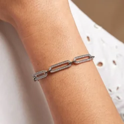 Bracelet Trait D'union Argent Blanc Oxyde De Zirconium