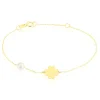 Bracelet Trefle Or Jaune Perle De Culture