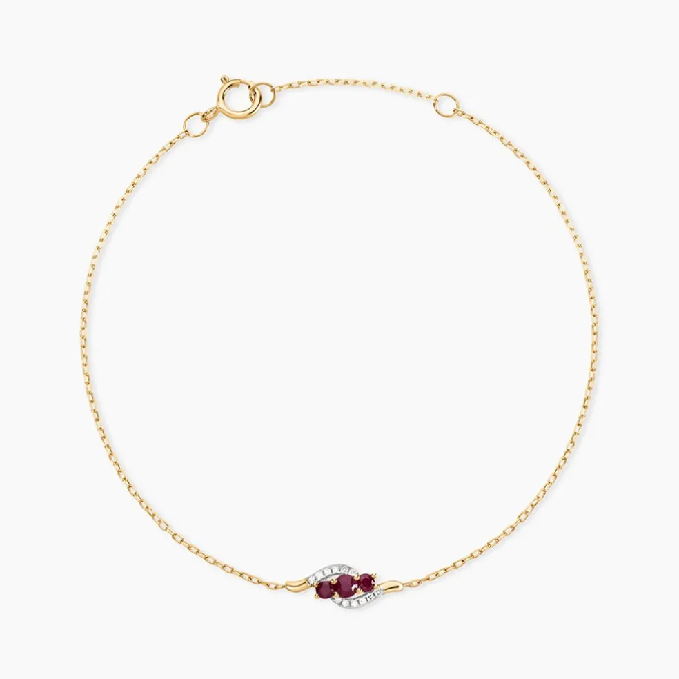 Bracelet Trinitie Or Jaune Rubis Diamant
