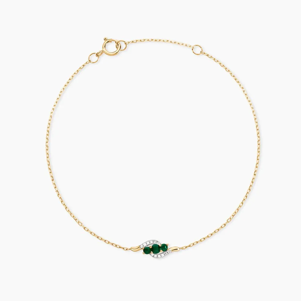 Bracelet Trinitie Or Jaune Emeraude Diamant