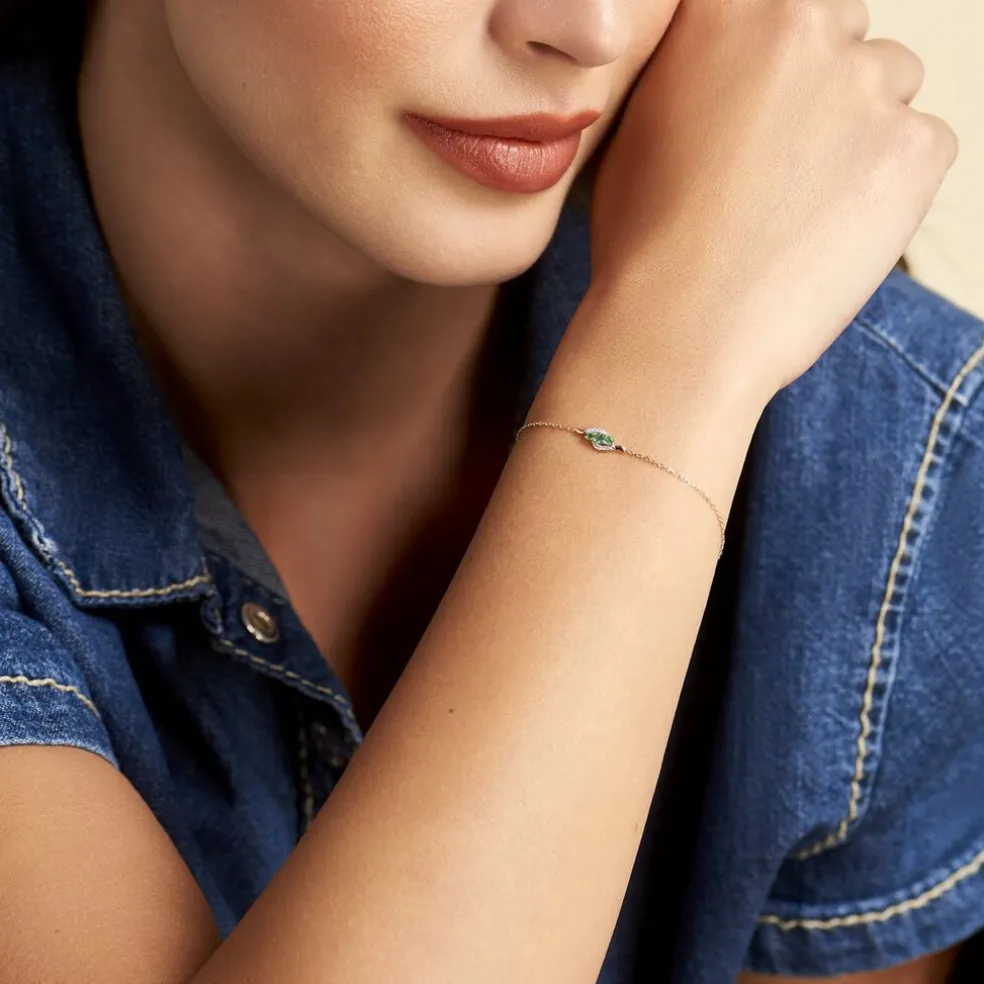 Bracelet Trinitie Or Jaune Emeraude Diamant
