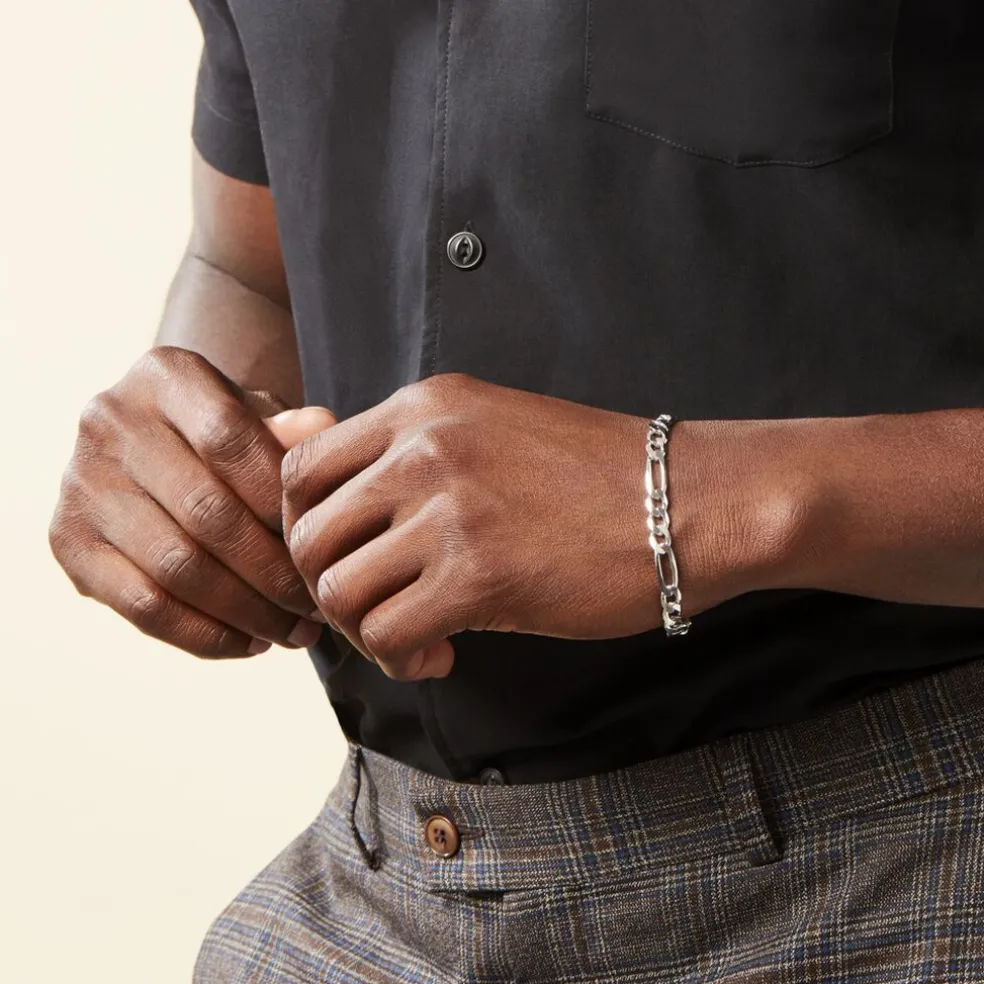 Bracelet Vivian Maille Alternee 1/3 Argent Blanc