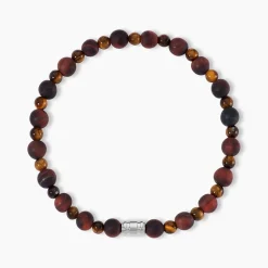 Bracelet Younes Acier Argenté Oeil De Tigre