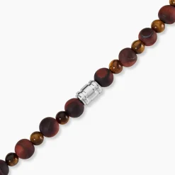 Bracelet Younes Acier Argenté Oeil De Tigre