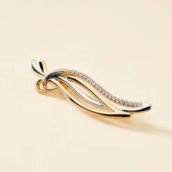 Broche Annaline Plaqué Or Jaune Oxyde De Zirconium