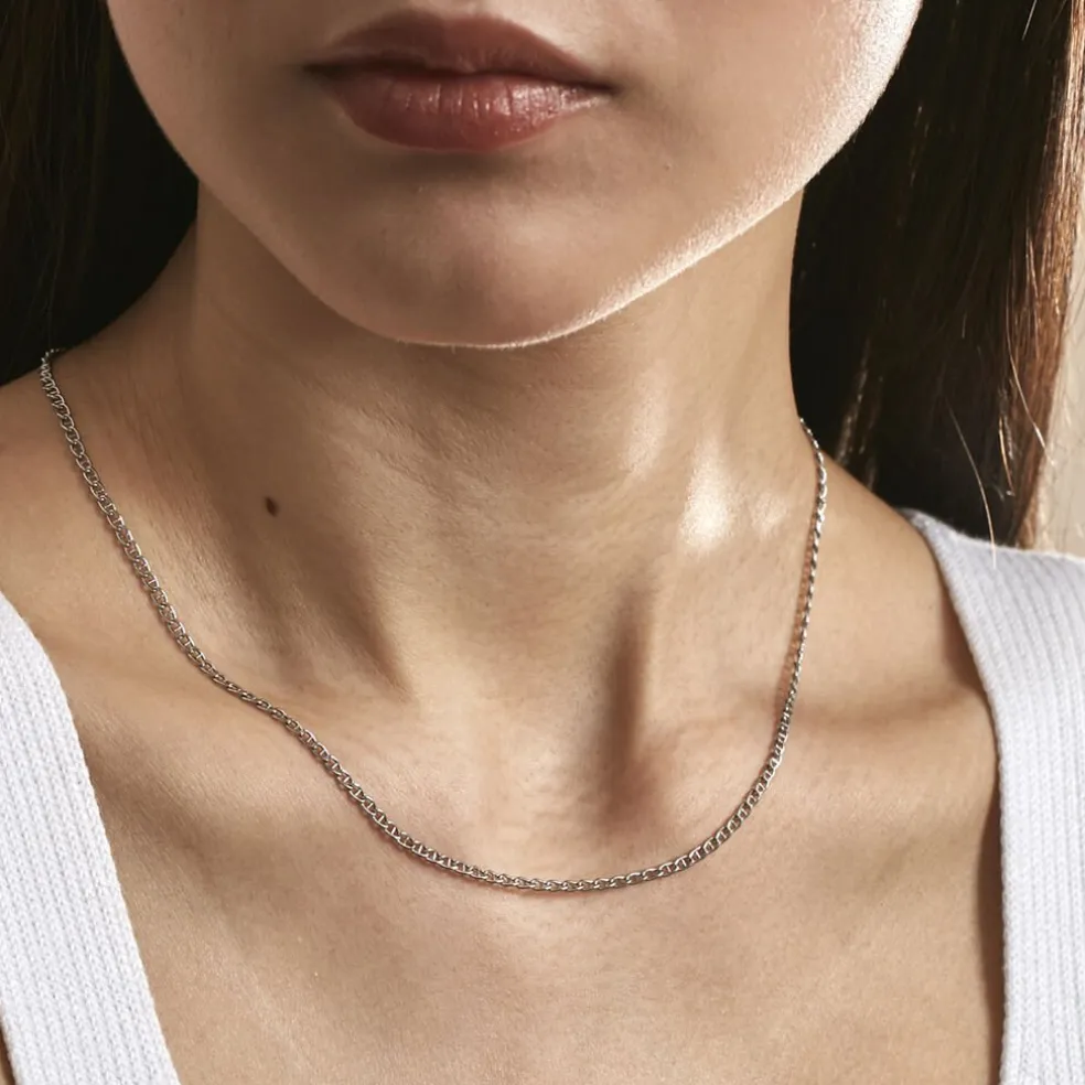 Chaîne Capucin Or Blanc Maille Marine Plate