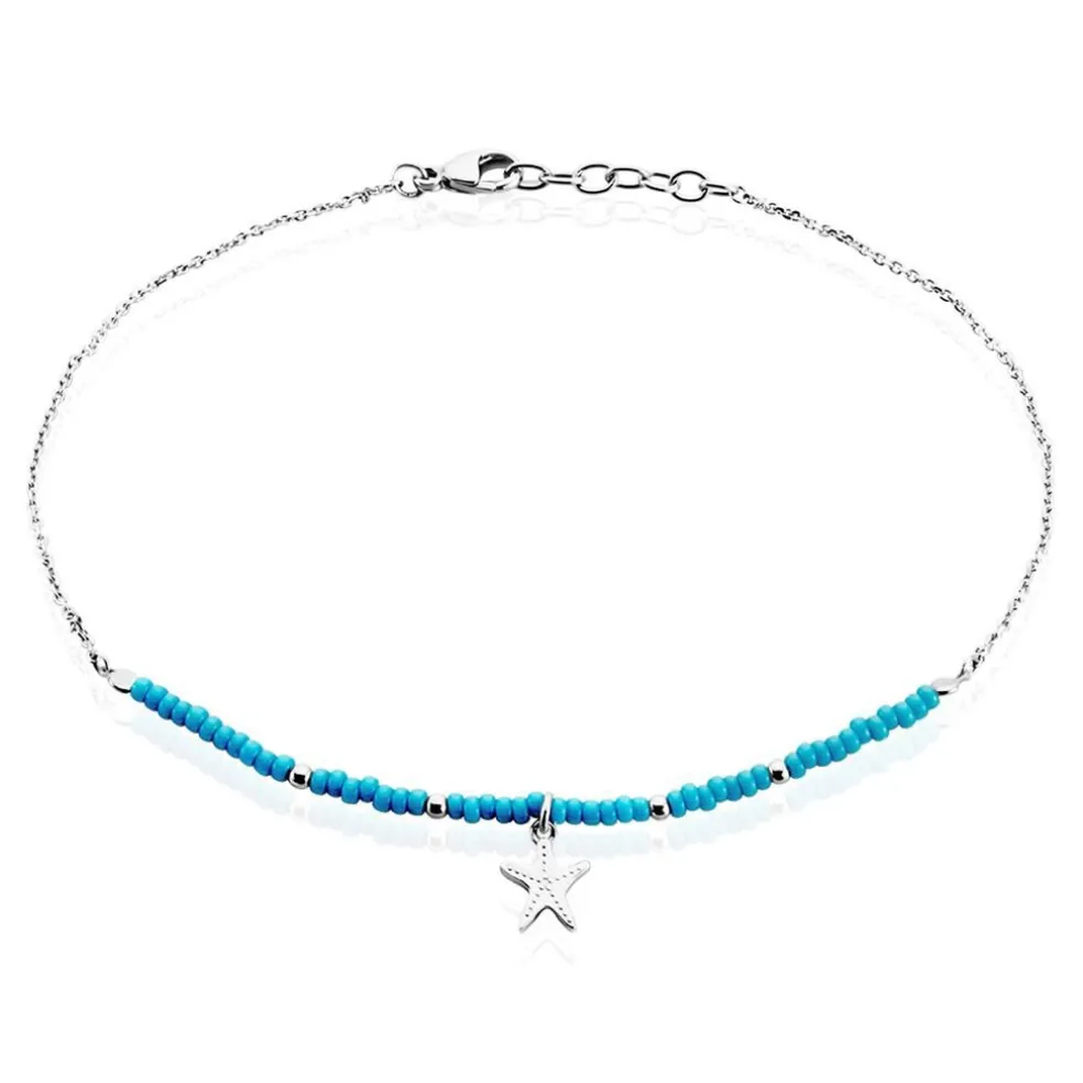 Chaîne De Cheville Argent Blanc Noga Miyuki