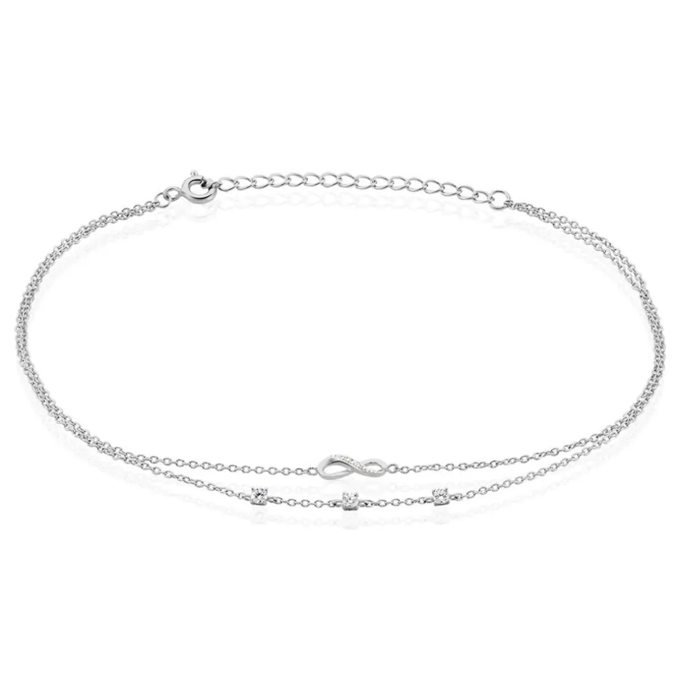 Chaîne De Cheville Aurelio Argent Blanc Oxyde De Zirconium