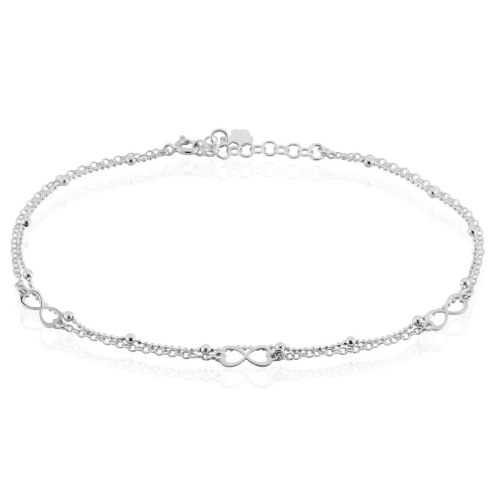 Chaîne De Cheville Azur Argent Blanc