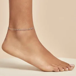 Chaîne De Cheville Azur Argent Blanc