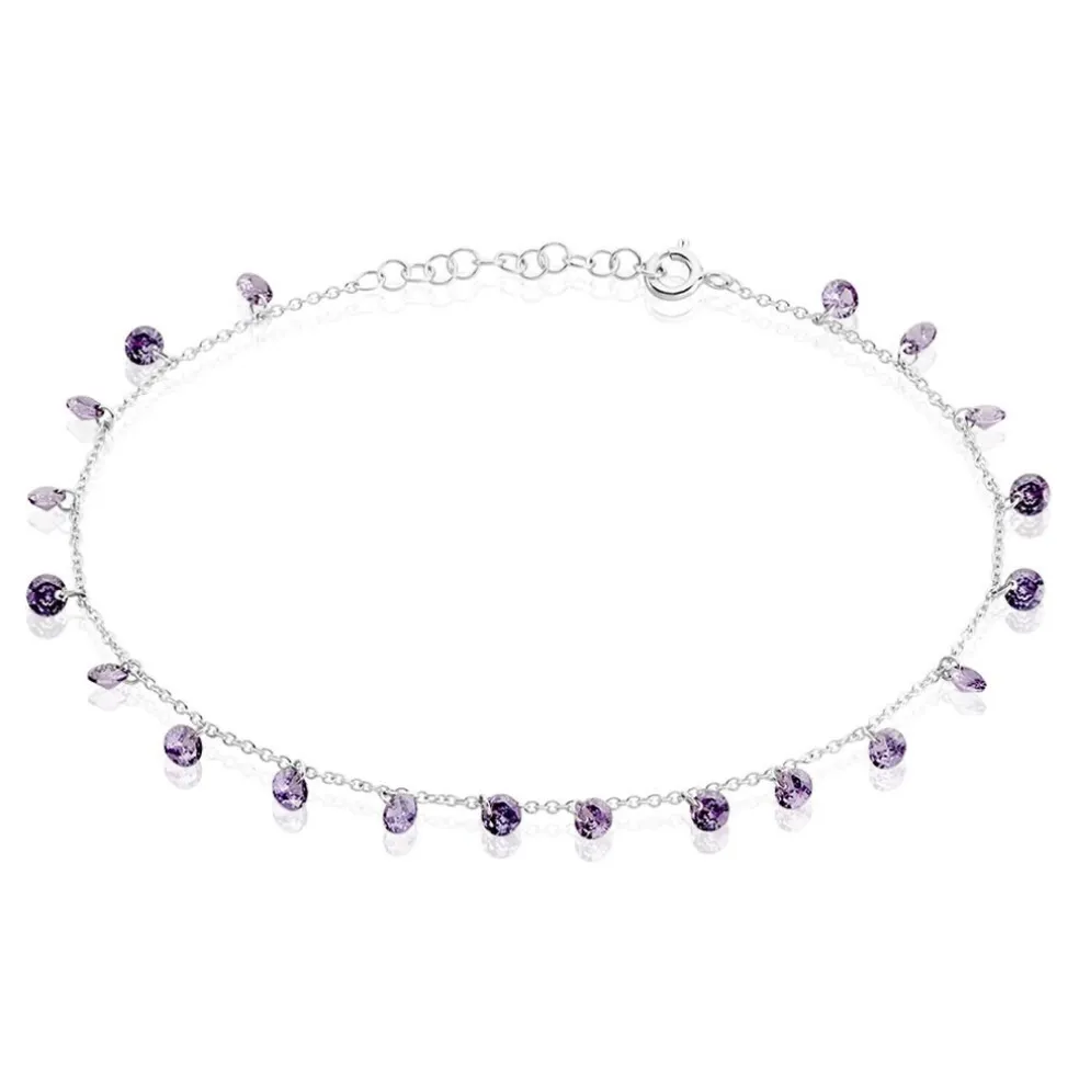 Chaîne De Cheville Carolaine Argent Blanc Oxyde De Zirconium