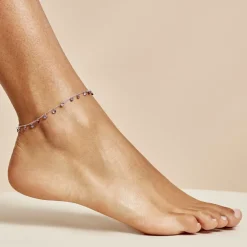 Chaîne De Cheville Carolaine Argent Blanc Oxyde De Zirconium