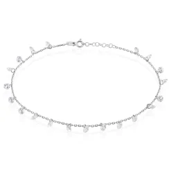 Chaîne De Cheville Carolaine Argent Blanc Oxyde De Zirconium