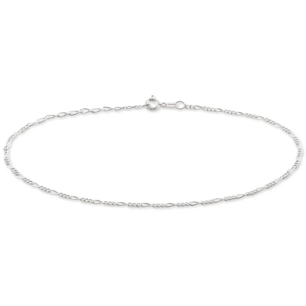 Chaîne De Cheville Cleona Maille Alternee 1/3 Argent Blanc