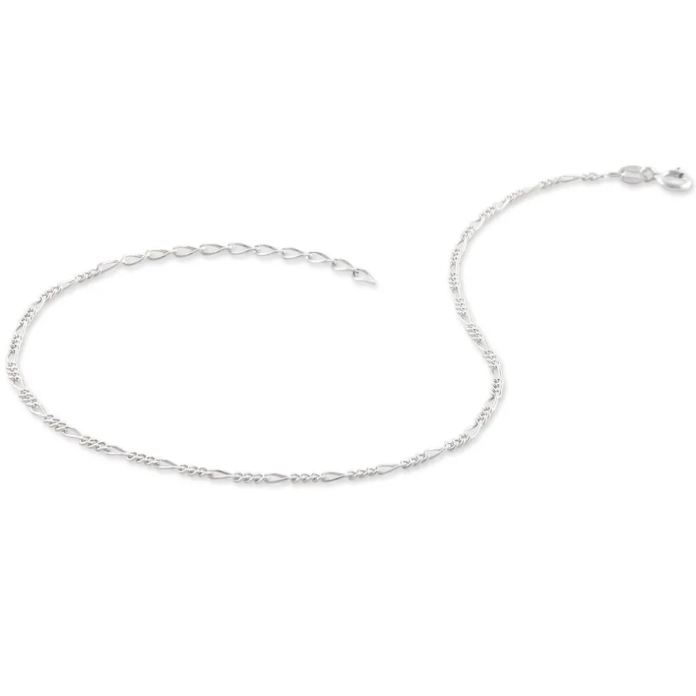 Chaîne De Cheville Cleona Maille Alternee 1/3 Argent Blanc