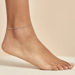 Chaîne De Cheville Cleona Maille Alternee 1/3 Argent Blanc