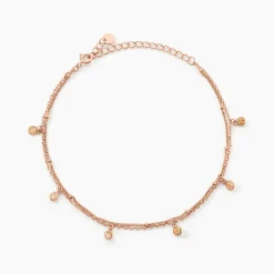 Chaîne De Cheville Heidi Argent Rose Oxyde De Zirconium