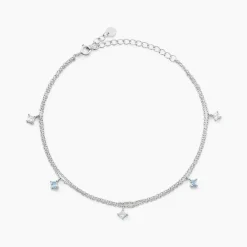 Chaîne De Cheville Heidi Argent Blanc Oxyde De Zirconium