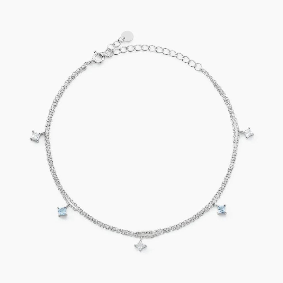 Chaîne De Cheville Heidi Argent Blanc Oxyde De Zirconium