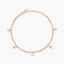 Chaîne De Cheville Heidi Argent Rose Oxyde De Zirconium