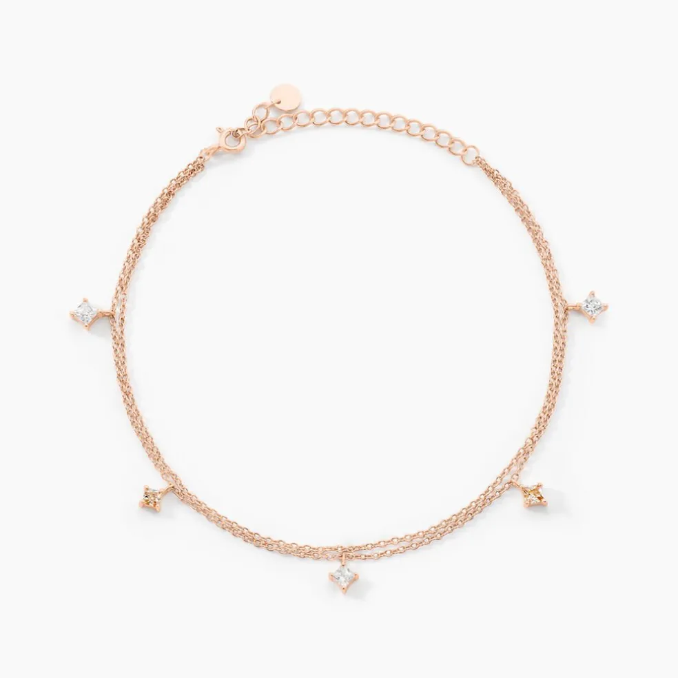 Chaîne De Cheville Heidi Argent Rose Oxyde De Zirconium