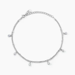 Chaîne De Cheville Heidi Argent Blanc Oxyde De Zirconium