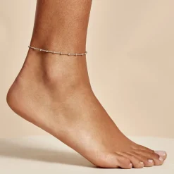 Chaîne De Cheville Minia Argent Blanc