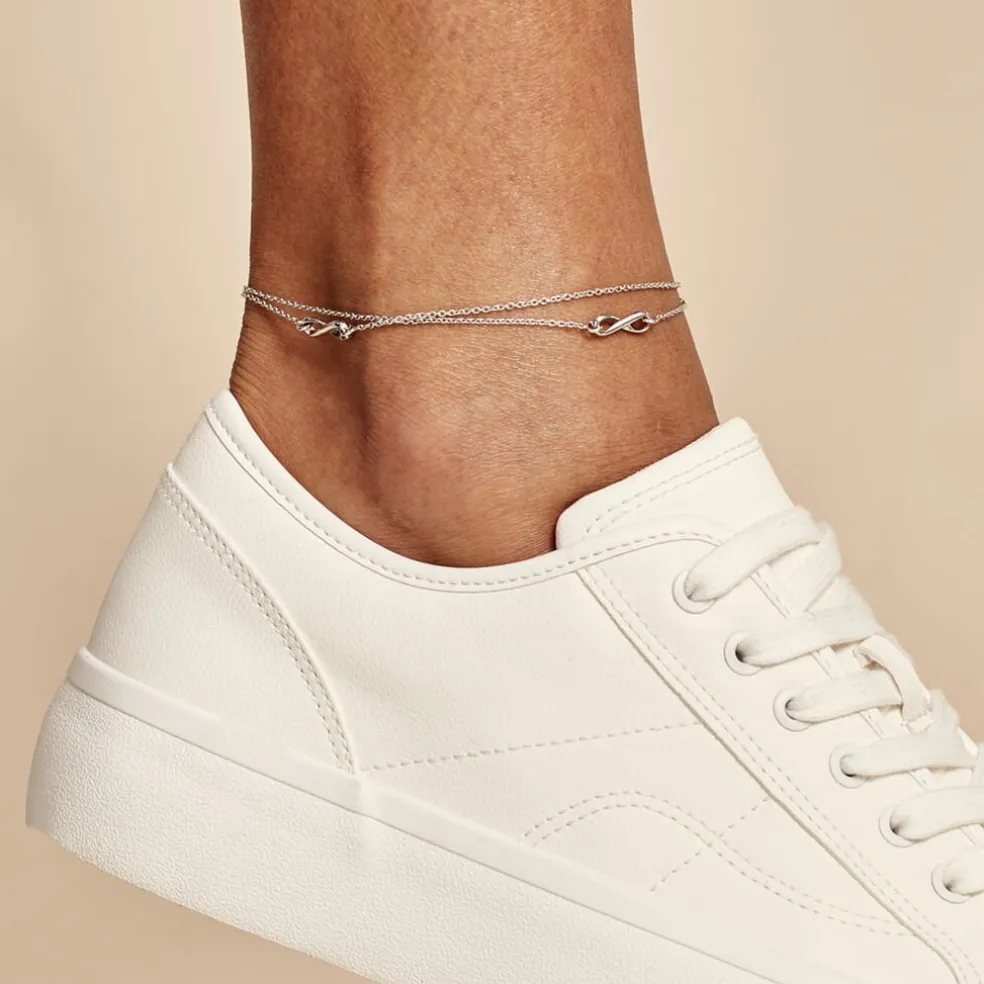 Chaîne De Cheville Noelle Argent Blanc