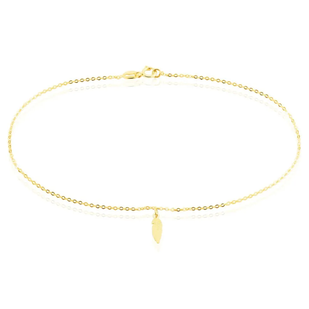 Chaîne De Cheville Plume Or Jaune