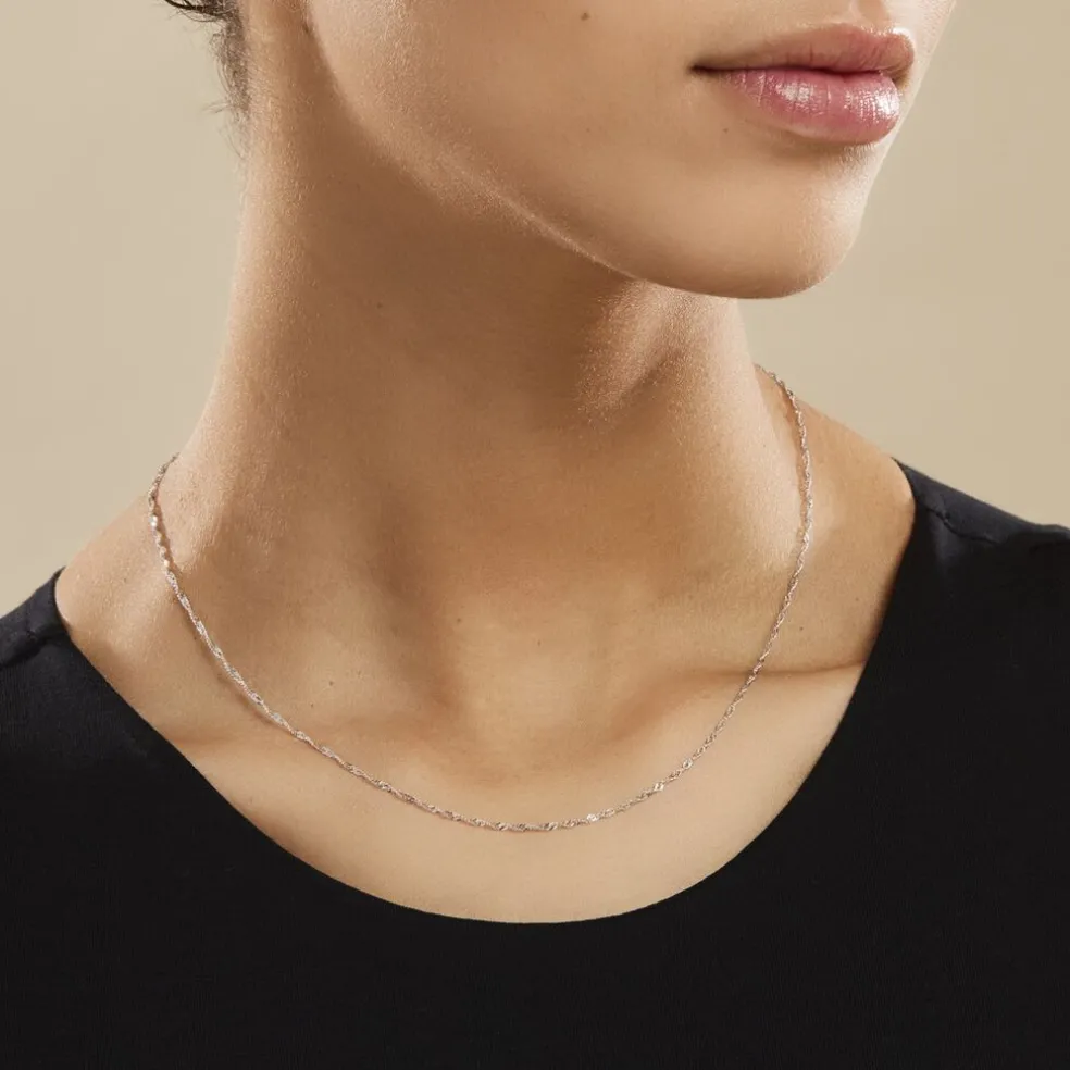 Chaîne Imanie Maille Singapour Or Blanc